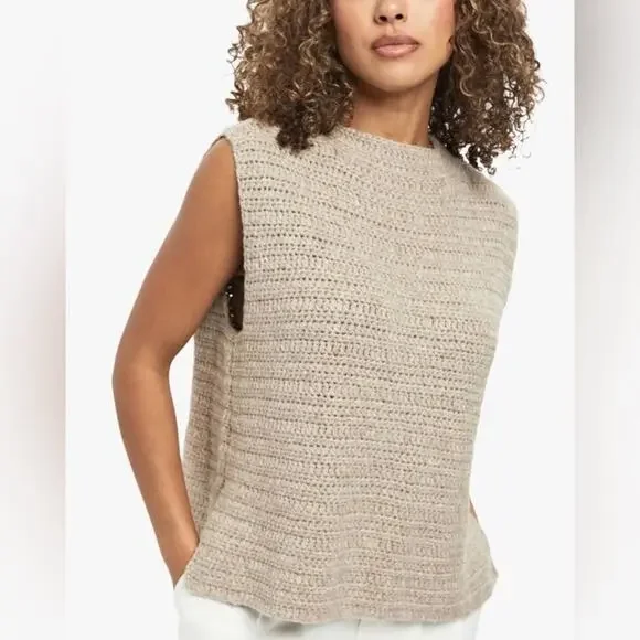 Eileen fisher 100% baby alpaca mock neck sweater vest  size XXS - Picture 2 of 9